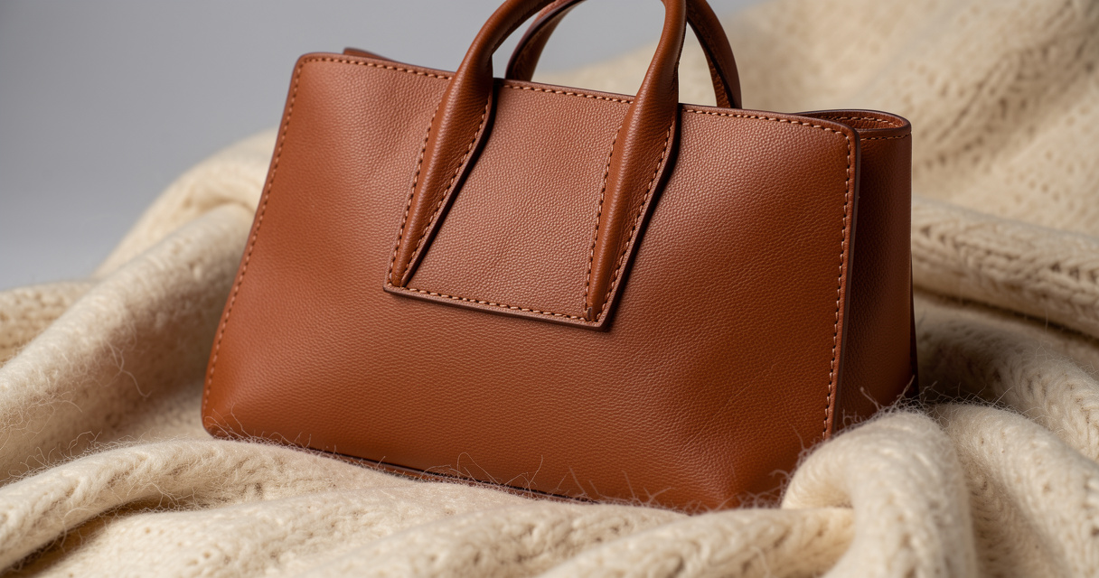 Brown leather handbag with minimal branding embodying quiet luxury