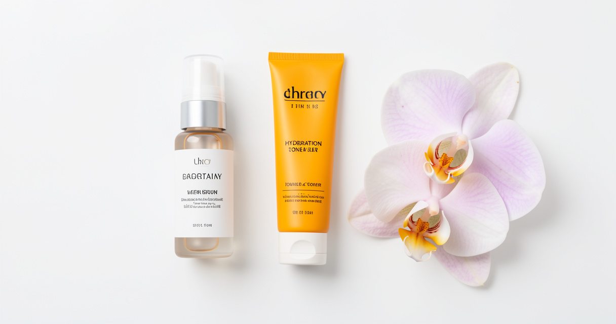 Morning skincare routine including serum and sunscreen for brightening