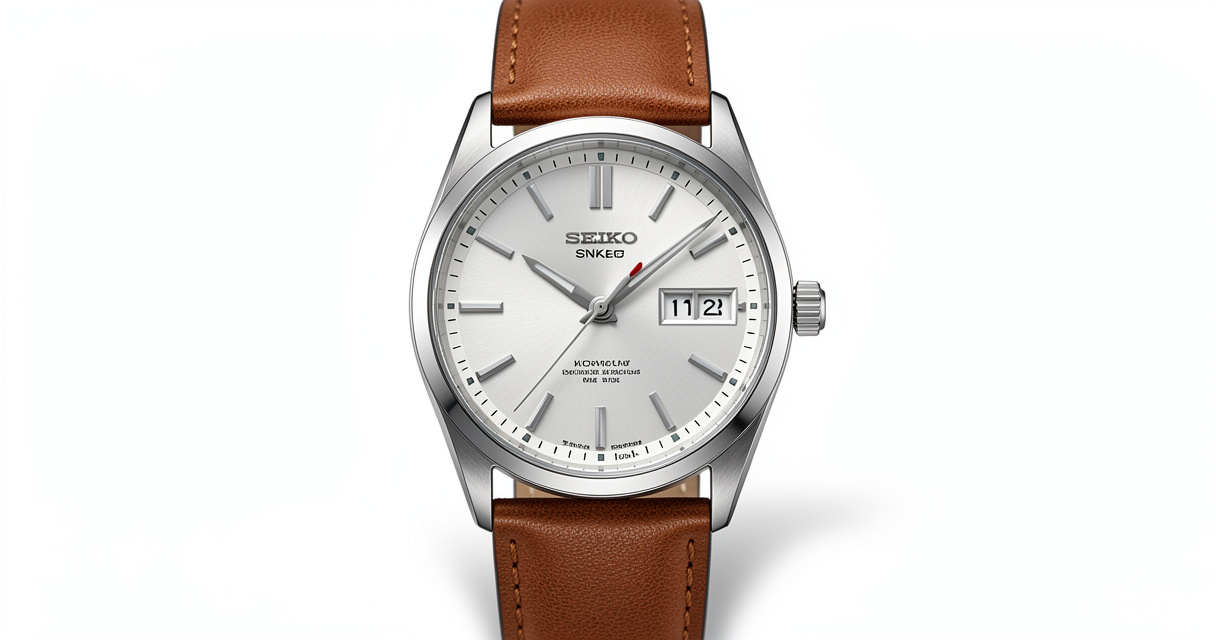 Seiko SNK809 automatic watch on leather strap showcasing affordable quality