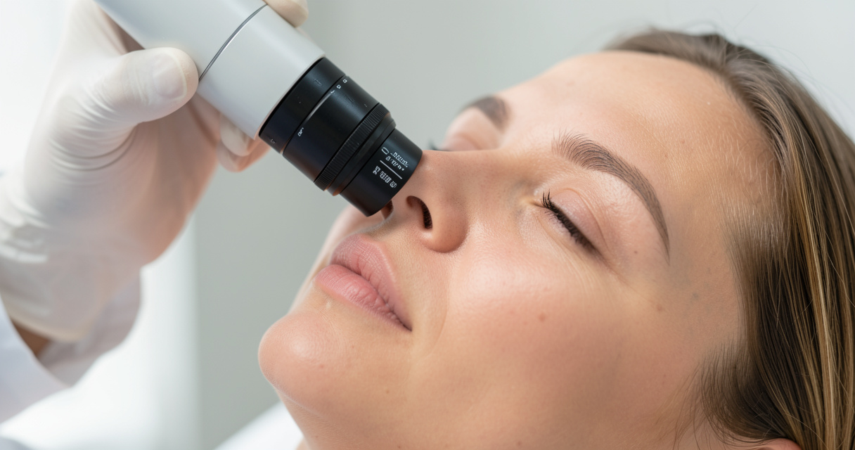 Laser for dark circles consultation with under-eye skin assessment